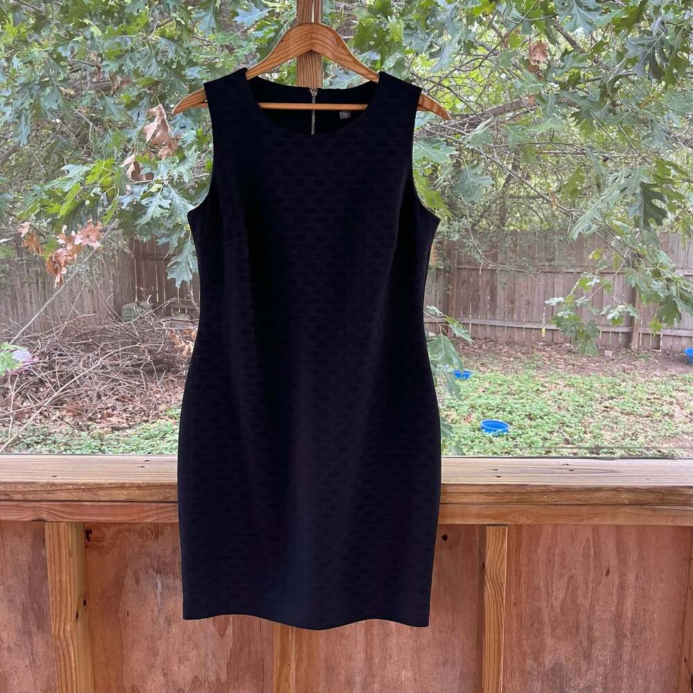 Tommy Hilfiger Women's Black Textured Sleeveless Sheath Dress Size 12